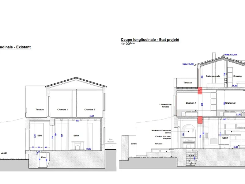 Réhabilitation & surélévation d'une maison de ville (R+2→R+3)
